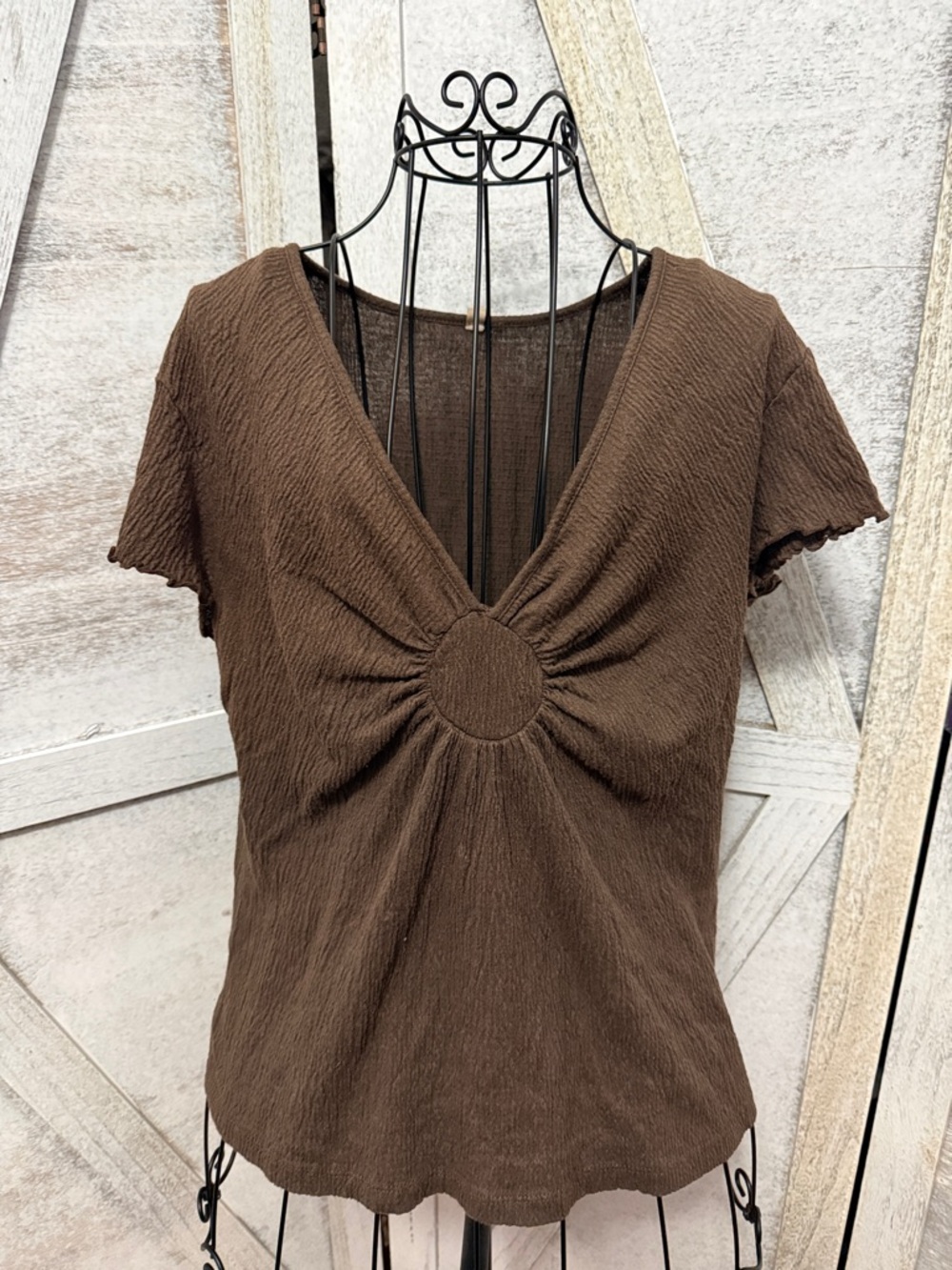 Susan Lawrence Chocolate Brown Short Sleeve Top